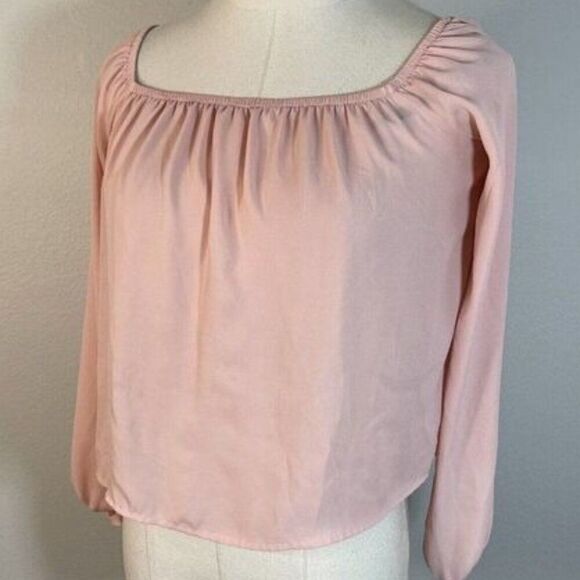 Forever 21 S Small Top Shirt Blouse Pink Peasant Style Wide Neck - Picture 1 of 4